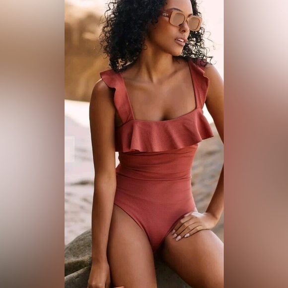 Eberjey Jane One-piece Size Large So Solid Jane SWIMSUIT in Redwood